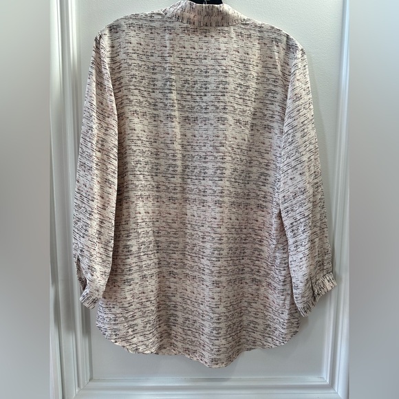 EUC Cynthia Rowley Cream/Patterned Silk Blouse Size L (originally $60) - Picture 6 of 7